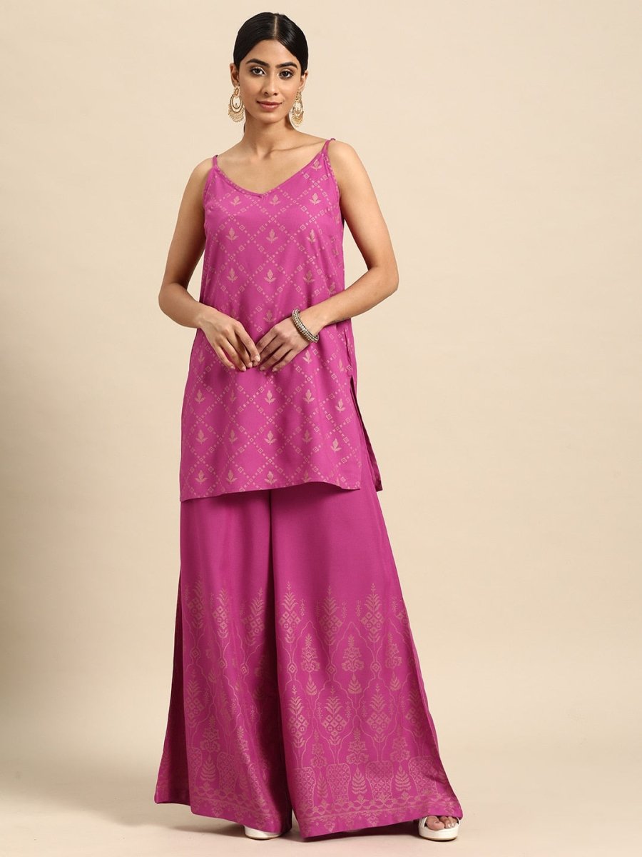 All About You Foil Printed Regular Kurta with Palazzos - Distacart