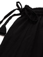 Thumbnail for TAG 7 Women Black Solid Flared Cropped Palazzos