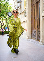 Thumbnail for Monjolika Fashion Satin Olive Printed Trendy Saree