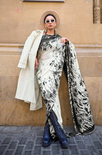 Thumbnail for Monjolika Fashion Satin Off White Printed Trendy Saree - Distacart