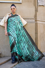 Thumbnail for Monjolika Fashion Satin Turquoise Printed Trendy Saree
