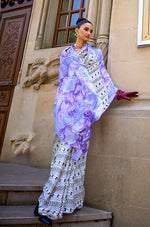 Thumbnail for Monjolika Fashion Satin Blue Printed Trendy Saree