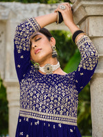 Thumbnail for Monjolika Fashion Navy Blue Color Georgette Sequins Work Palazzo Salwar Suit