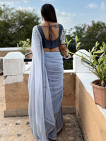 Thumbnail for Anouk Grey Embroidered Pure Georgette Saree - Distacart