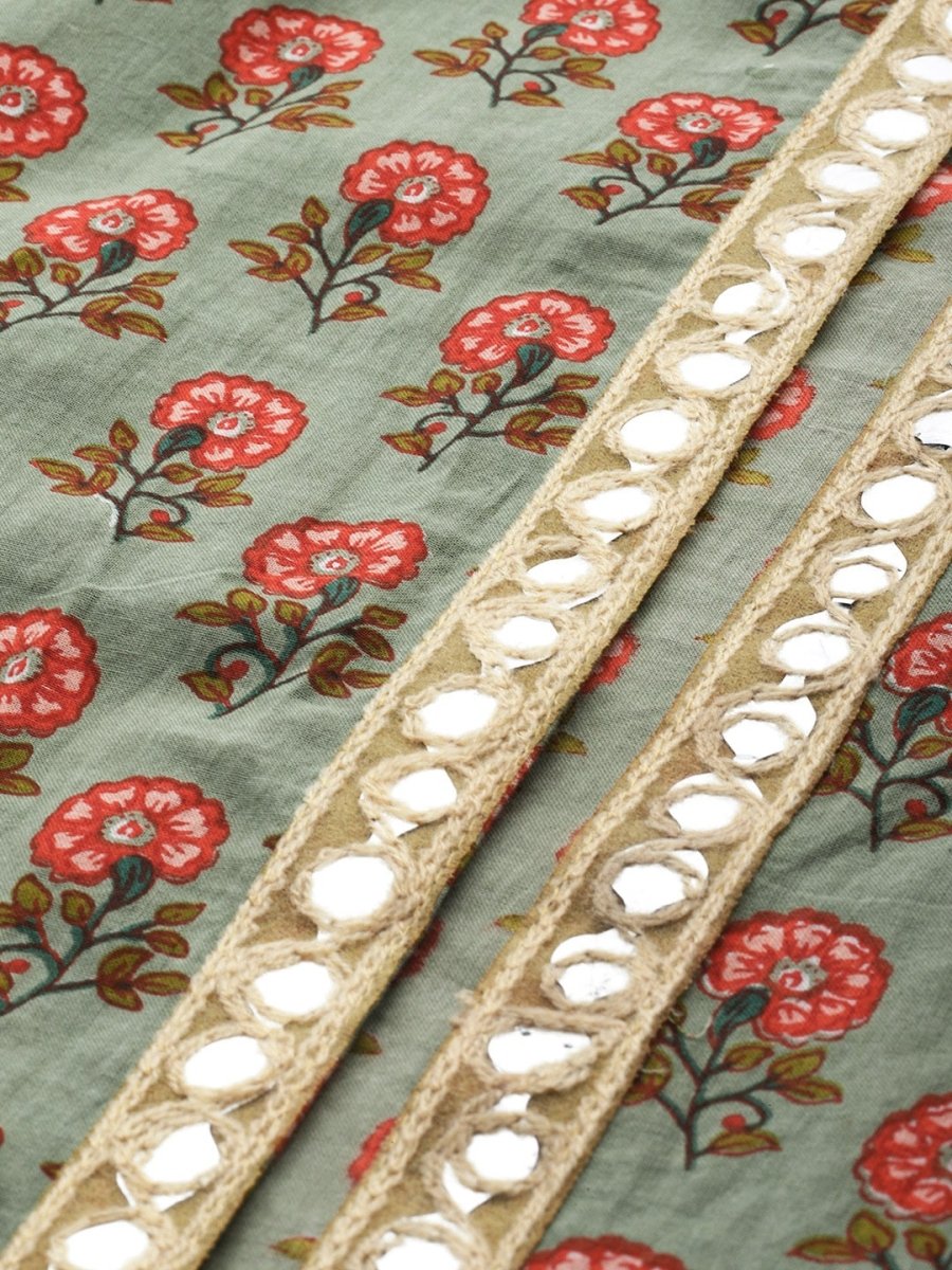 Anouk Women Peach-Coloured & Green Embroidered Top with Palazzos and Jacket - Distacart