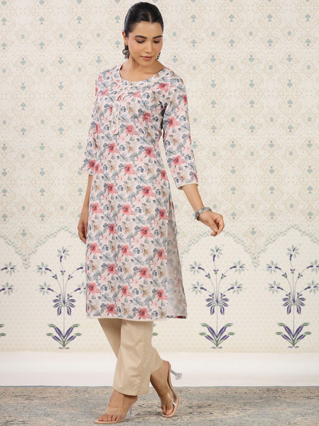 Ode by House of Pataudi Floral Printed Straight Kurta - Distacart