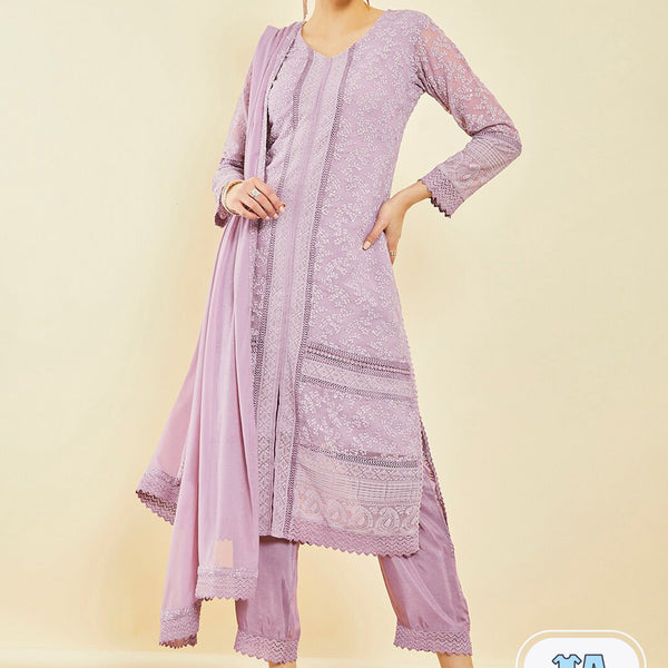 Soch Floral Embroidered Regular Thread Work Kurta with Trousers & With Dupatta - Distacart