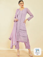 Thumbnail for Soch Floral Embroidered Regular Thread Work Kurta with Trousers & With Dupatta - Distacart