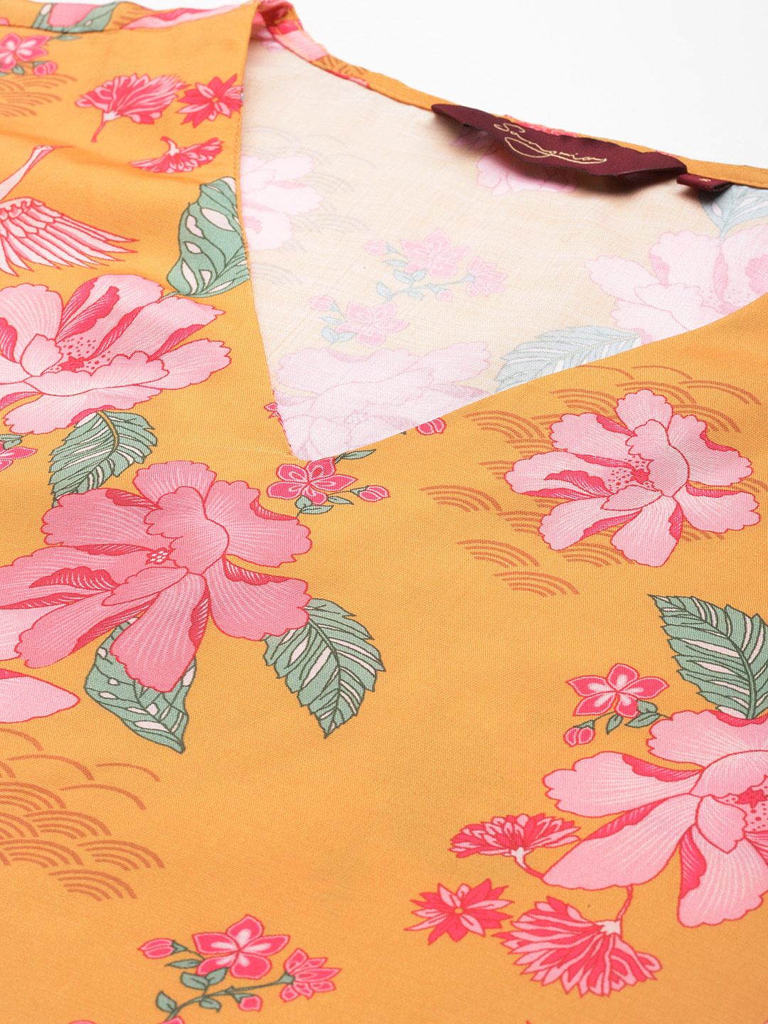 Sangria Floral Print Kurta with Dhoti Pants - Distacart