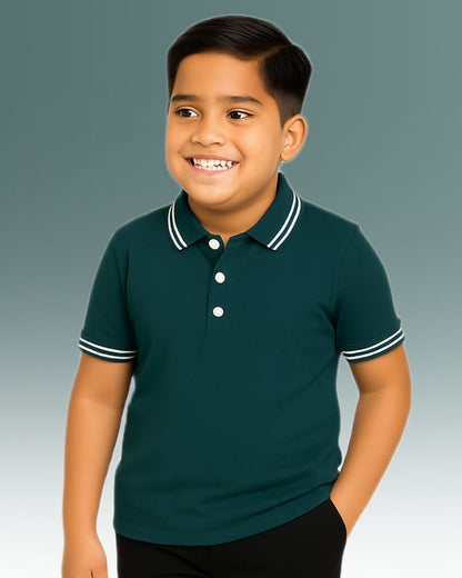 Chilins Boys Solid Polo Tshirt, Color- Green - Distacart