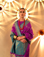 Thumbnail for Monjolika Fashion Purple Color Handloom Silk Classic Saree With Blouse