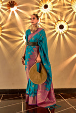 Thumbnail for Monjolika Fashion Blue Color Handloom Silk Classic Saree With Blouse