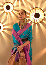 Thumbnail for Monjolika Fashion Blue Color Handloom Silk Classic Saree With Blouse