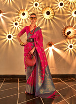 Thumbnail for Monjolika Fashion Rani Pink Color Handloom Silk Classic Saree With Blouse