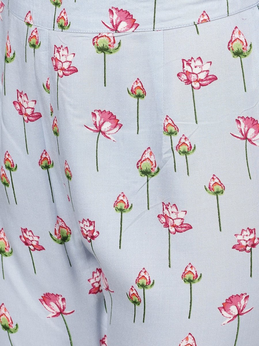 Aks Floral Printed Regular Kurta With Sharara - Distacart