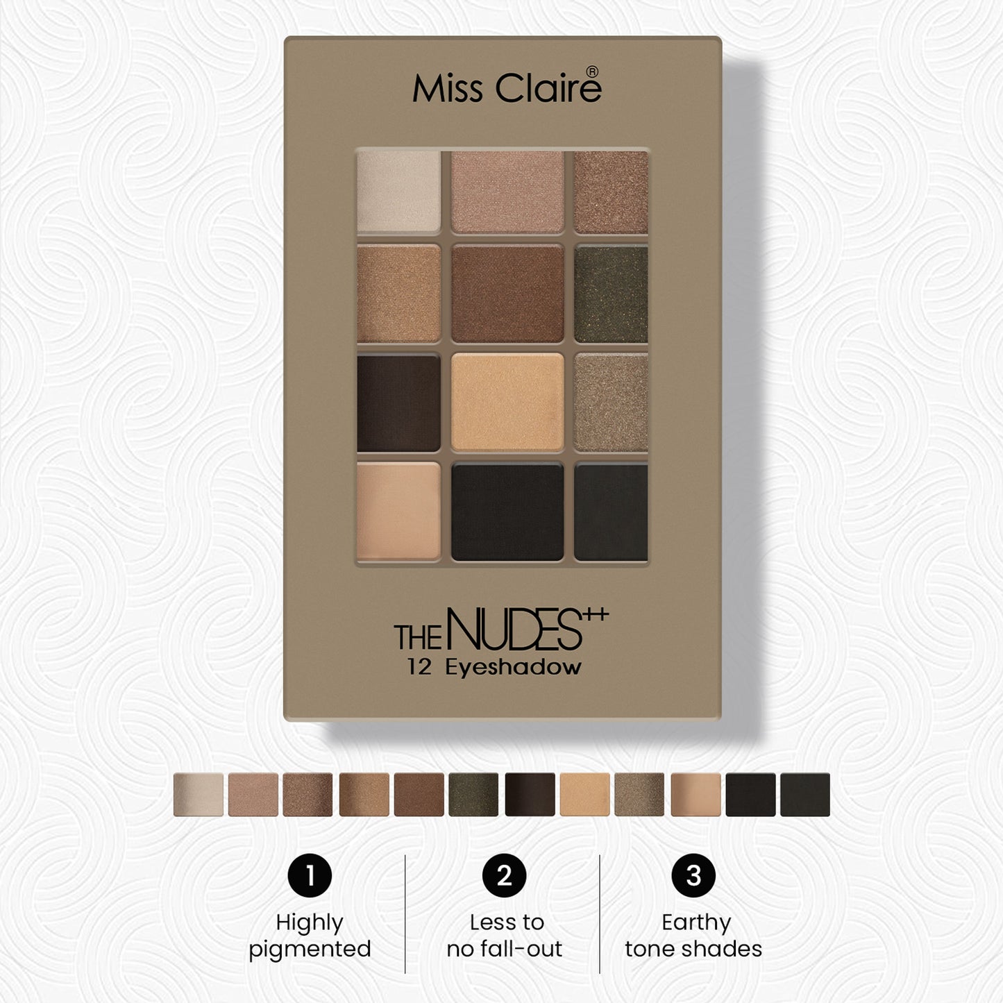 Miss Claire 12 Eyeshadow Kit - The Nudes ++ - Distacart