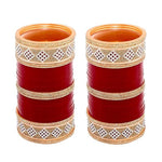 Thumbnail for Tehzeeb Creations Bridal Bangle Set Wedding Punjabi Chuda Designer Chura CZ Stone Maroon Color Choora For Women - Distacart