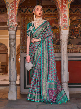 Monjolika Fashion Multi Color Silk Ajarak Design Traditional Saree