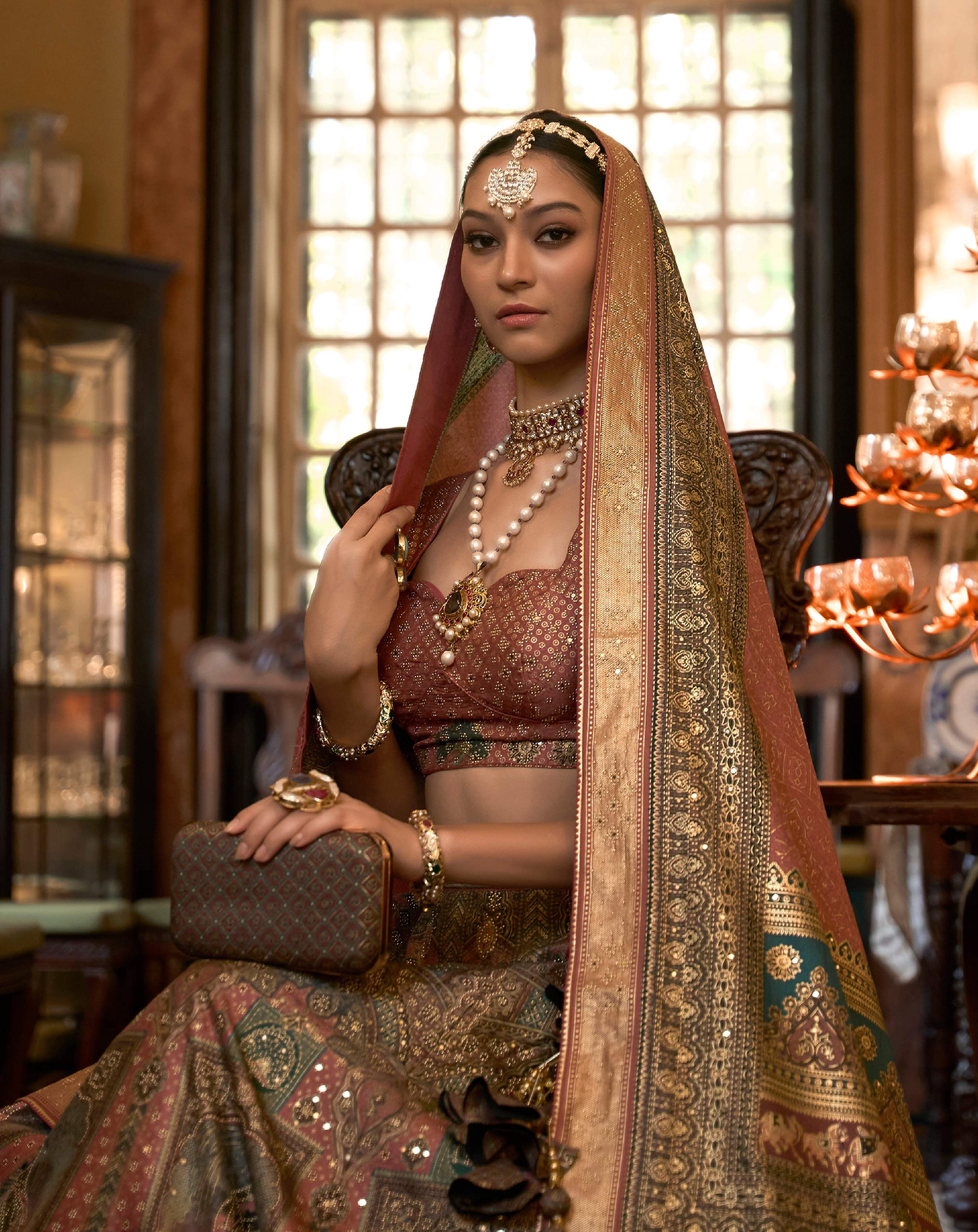 Monjolika Fashion Dark Beige Color Rajwadi Silk Designer Lehenga Choli