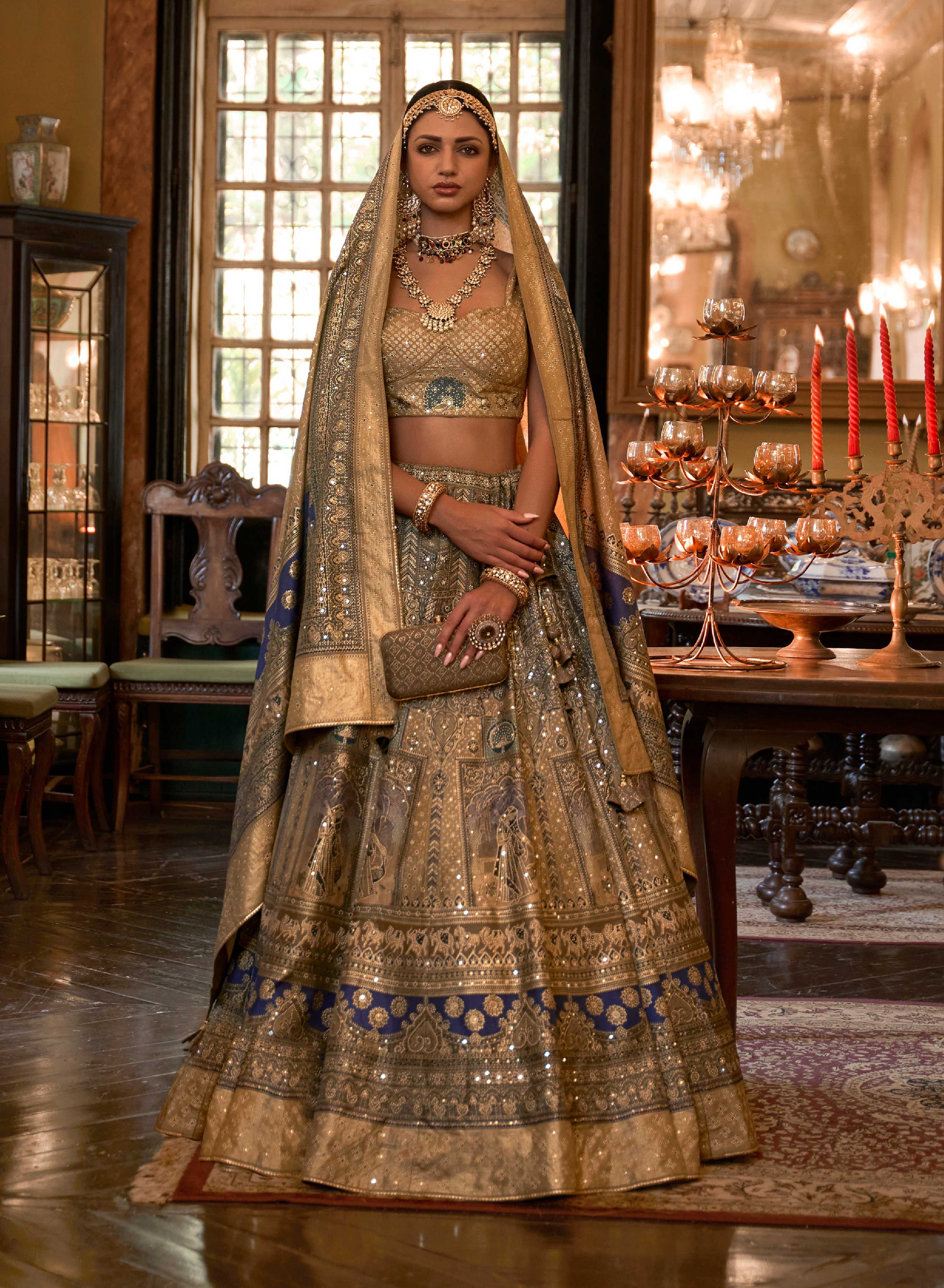 Monjolika Fashion Silver Color Rajwadi Silk Designer Lehenga Choli