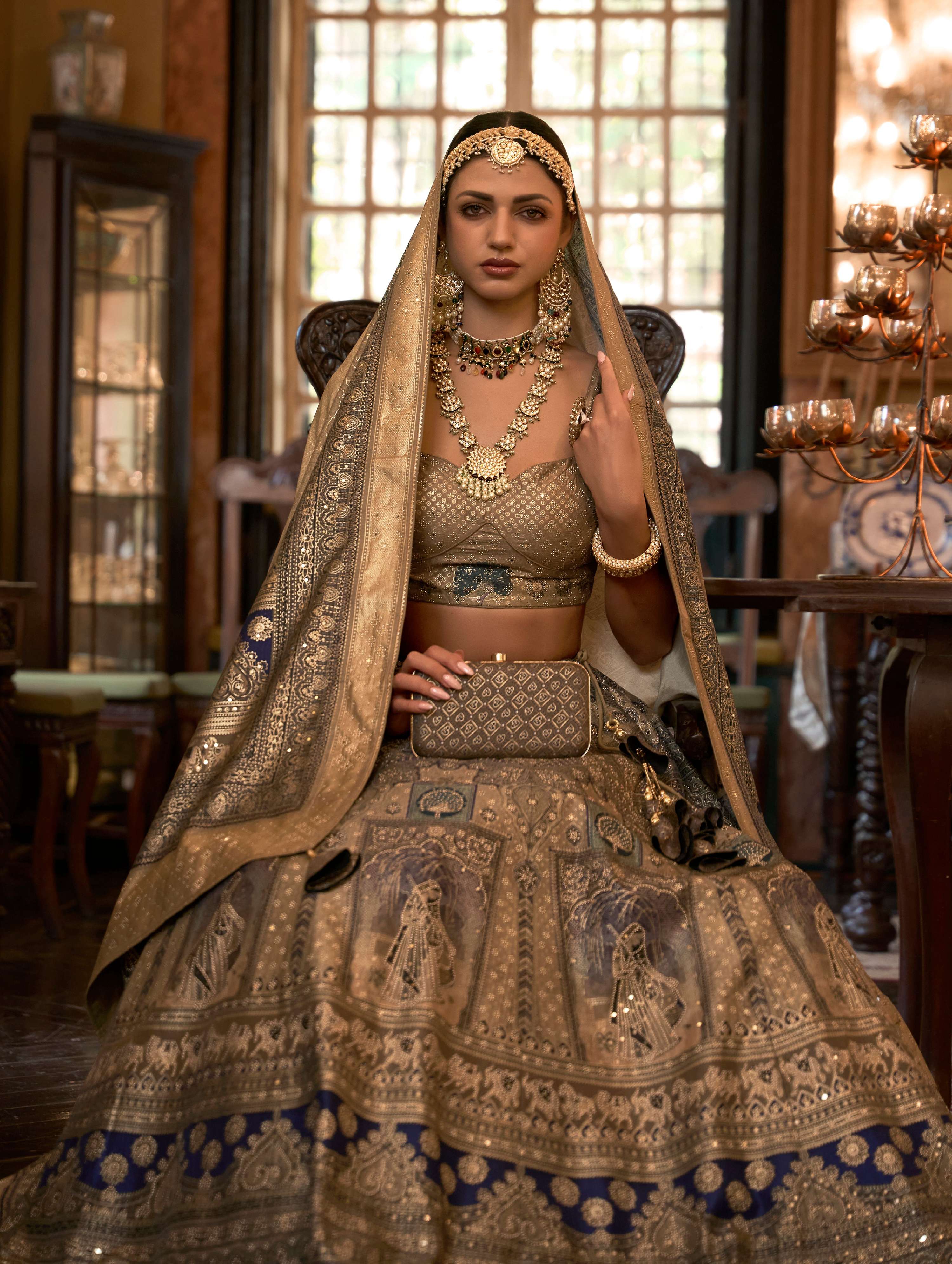 Monjolika Fashion Silver Color Rajwadi Silk Designer Lehenga Choli