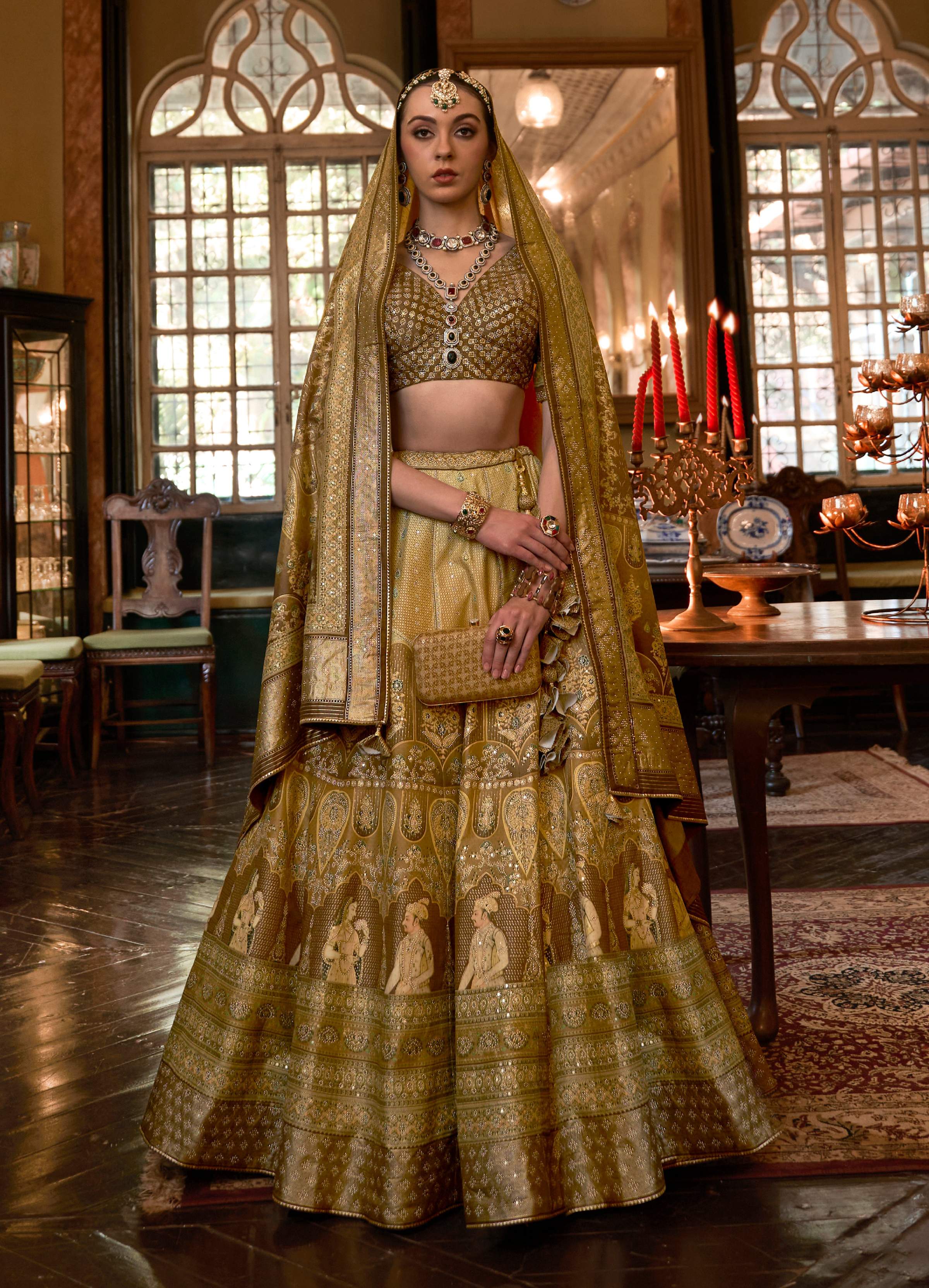 Monjolika Fashion Olive Color Rajwadi Silk Designer Lehenga Choli