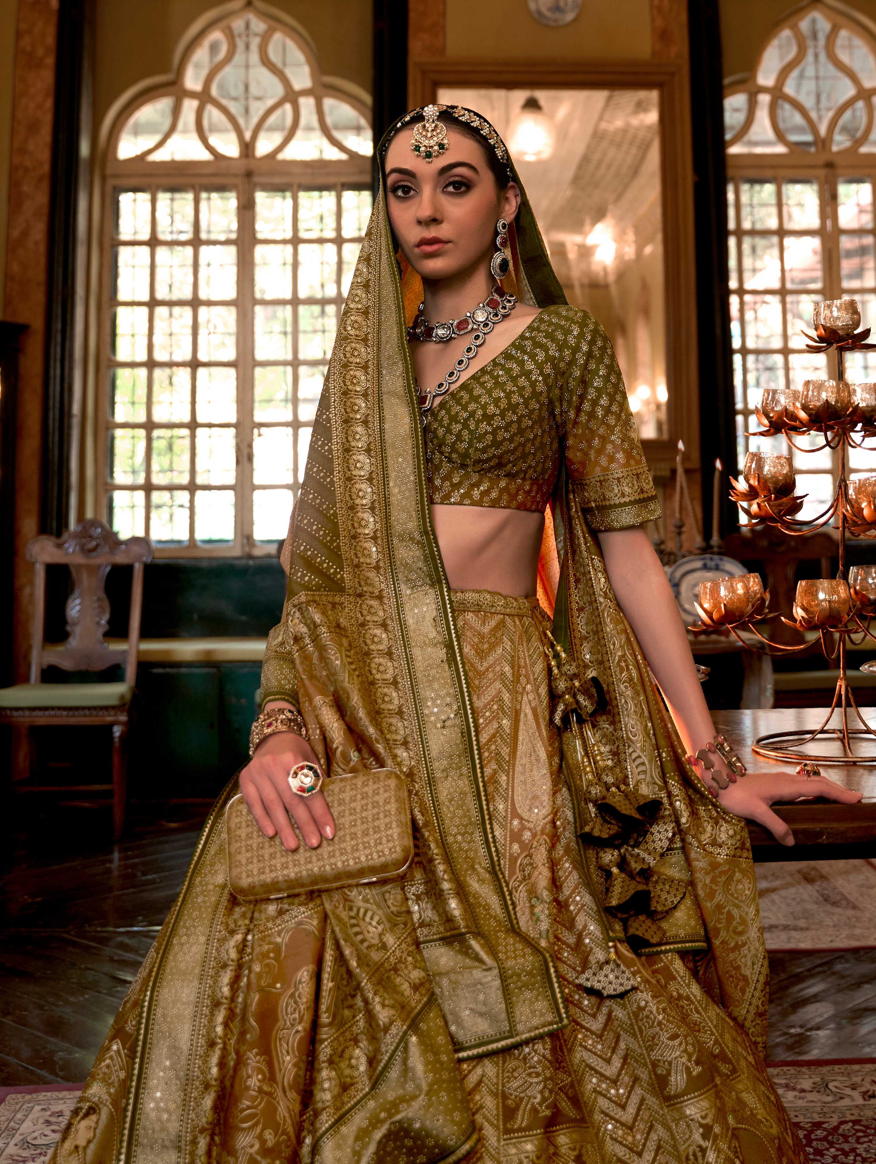 Monjolika Fashion Mustard Color Rajwadi Silk Designer Lehenga Choli