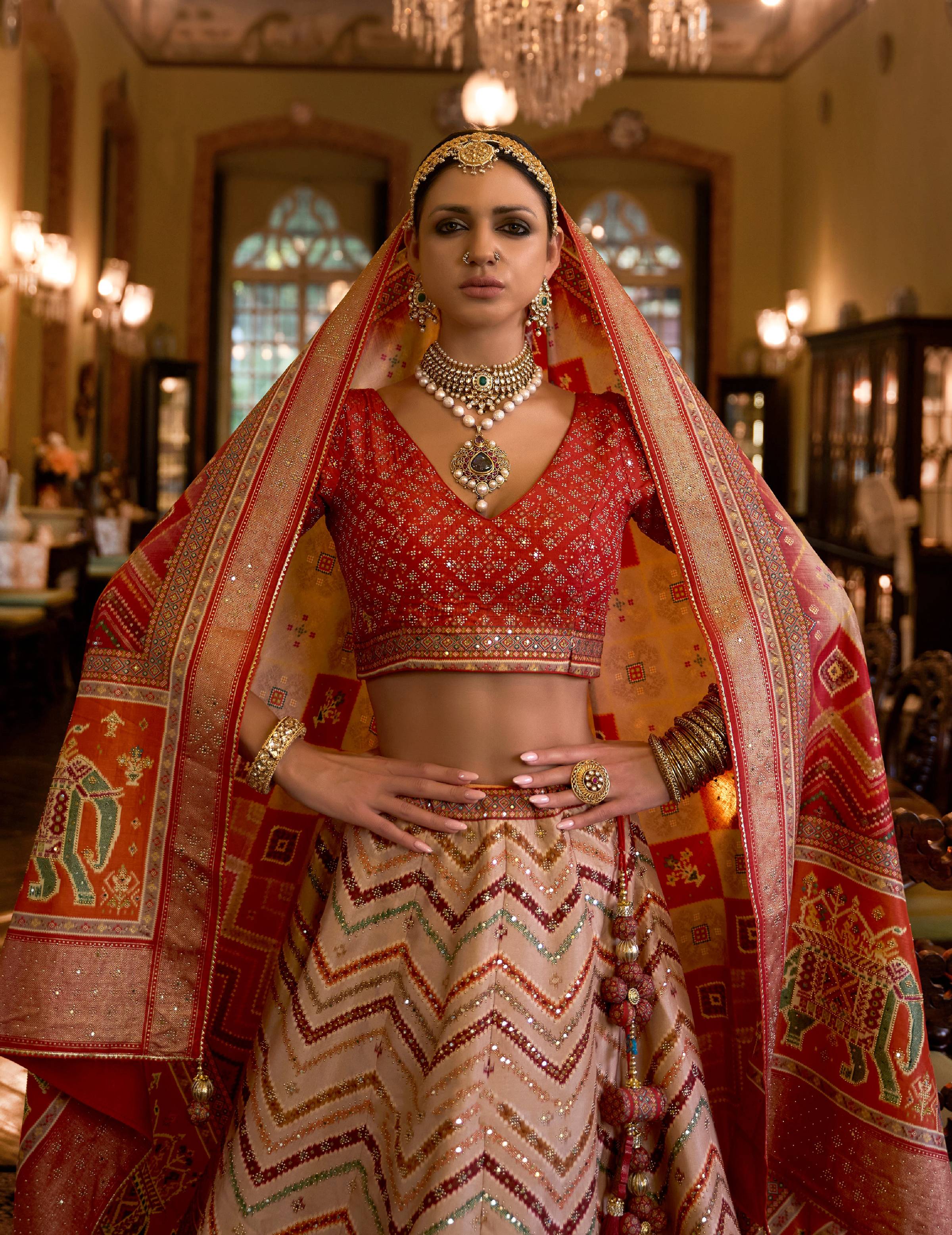 Monjolika Fashion Off White Color Rajwadi Silk Designer Lehenga Choli