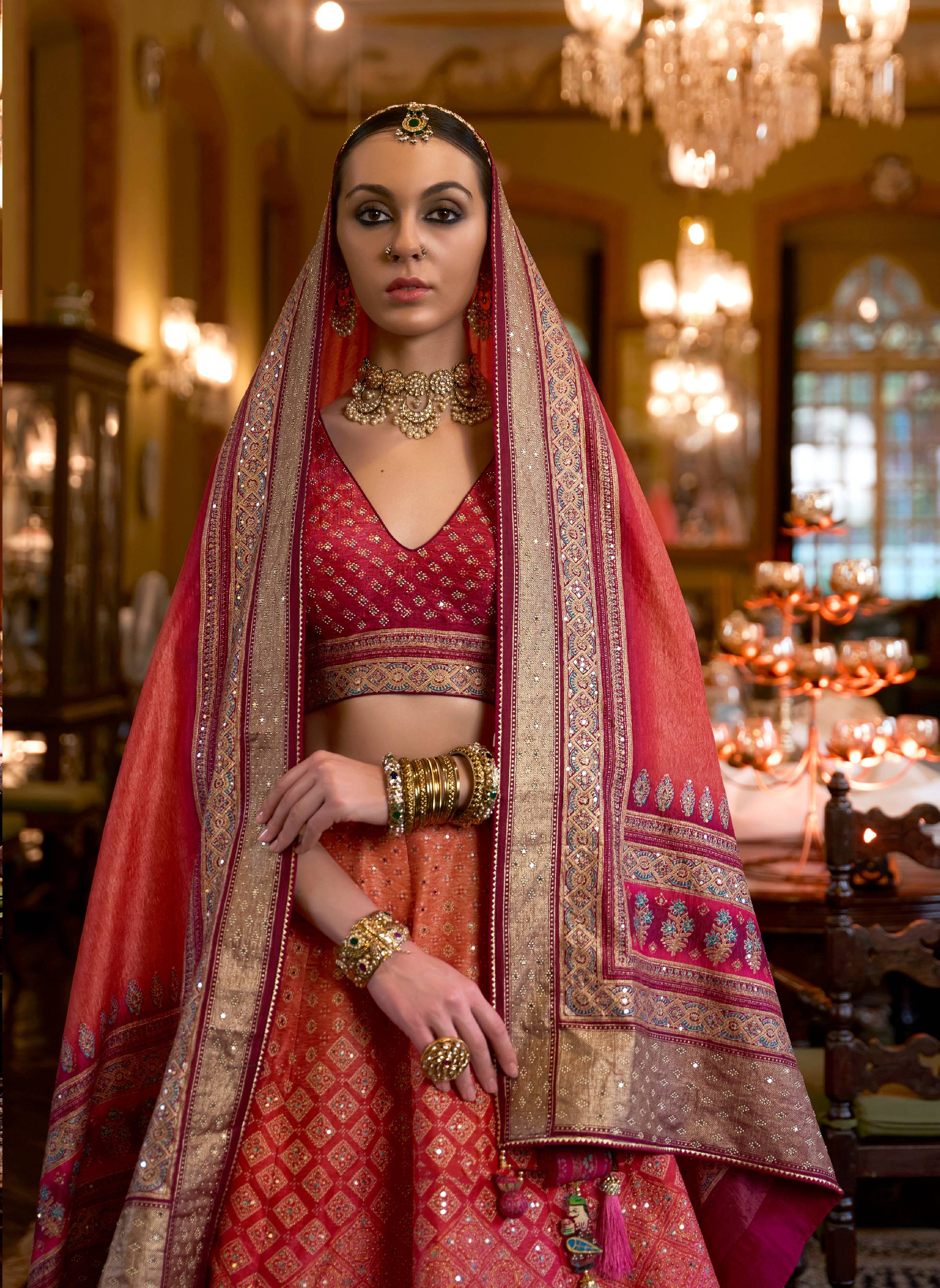 Monjolika Fashion Peach Color Rajwadi Silk Designer Lehenga Choli