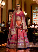 Thumbnail for Monjolika Fashion Peach Color Rajwadi Silk Designer Lehenga Choli
