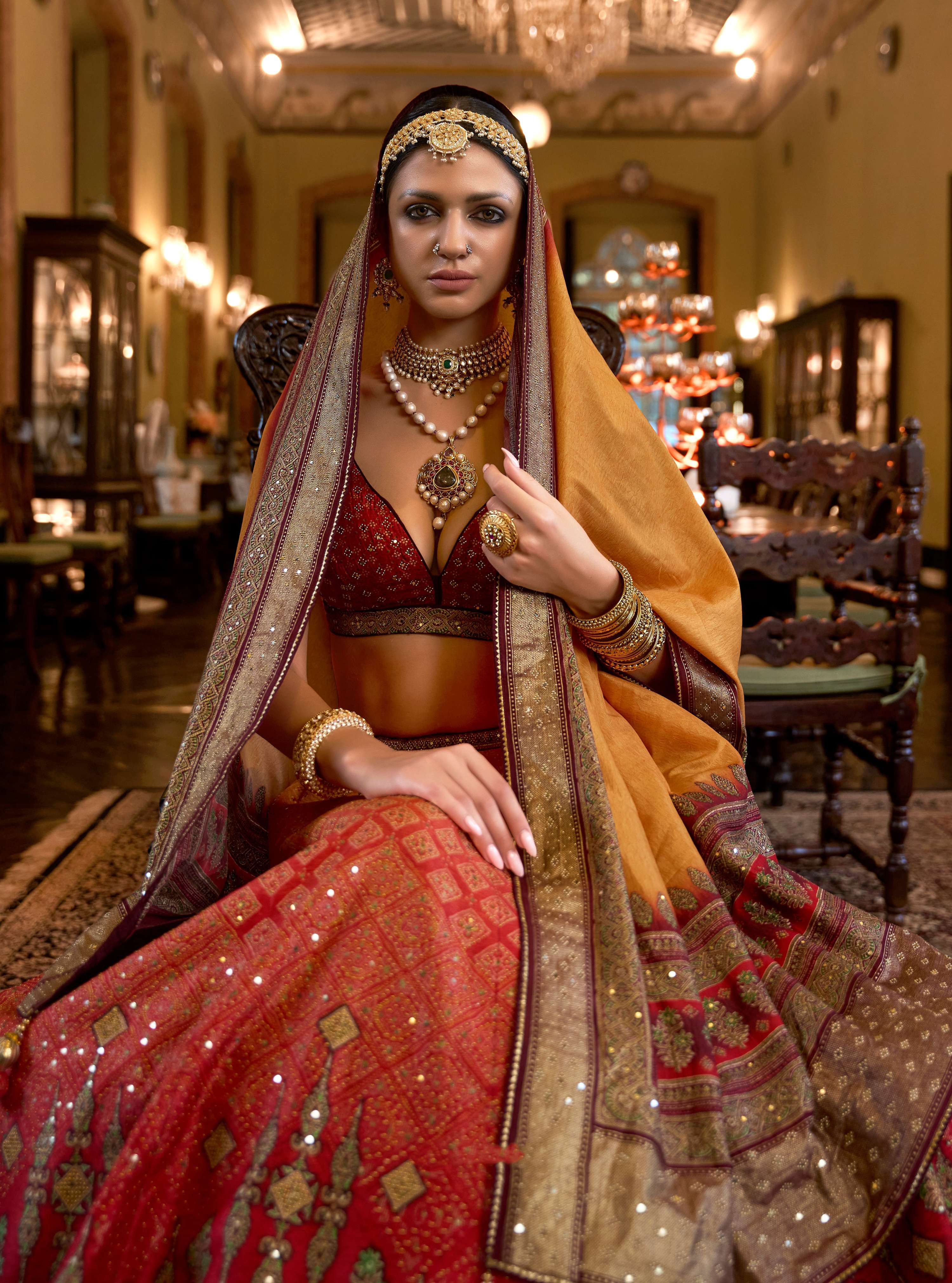 Monjolika Fashion Light Orange Color Rajwadi Silk Designer Lehenga Choli