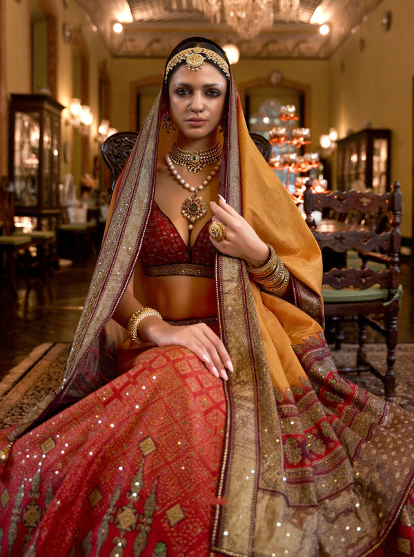 Monjolika Fashion Light Orange Color Rajwadi Silk Designer Lehenga Choli