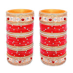 Thumbnail for Tehzeeb Creations Bridal Bangle Set Wedding punjabi chuda, Designer chura, Red Acrylic Choora Set for Women