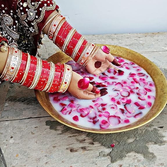Tehzeeb Creations Bridal Bangle Set Wedding punjabi chuda, Designer chura, Red Acrylic Choora Set for Women