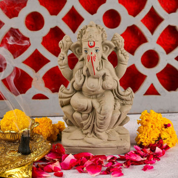 Saudeep India 6 Inch Mitti Ganesh Idol - Dista