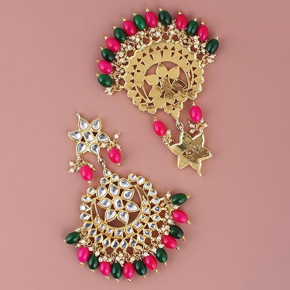 Tehzeeb CreationsEthnic Gold Plating Padmavat Jewelry Kundan Necklace Set for Girls & Women - Distacart