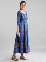 Thumbnail for AURELIA Blue Floral Printed Ethnic Maxi Dress - Distacart