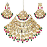 Thumbnail for Tehzeeb CreationsEthnic Gold Plating Padmavat Jewelry Kundan Necklace Set for Girls & Women - Distacart