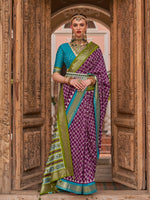 Thumbnail for Monjolika Fashion Purple Color Patola Silk Weaving Work Saree With Blouse