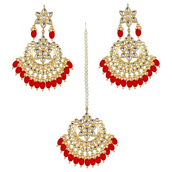 Tehzeeb Creations Ethnic Gold Plating Padmavat Jewelry Kundan Necklace Set for Girls & Women - Distacart