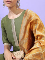 Thumbnail for Vishudh Women Green Panelled Kurta with Trousers & With Dupatta