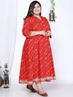 Thumbnail for Swasti Bandhani Printed A-Line Maxi Ethnic Dress