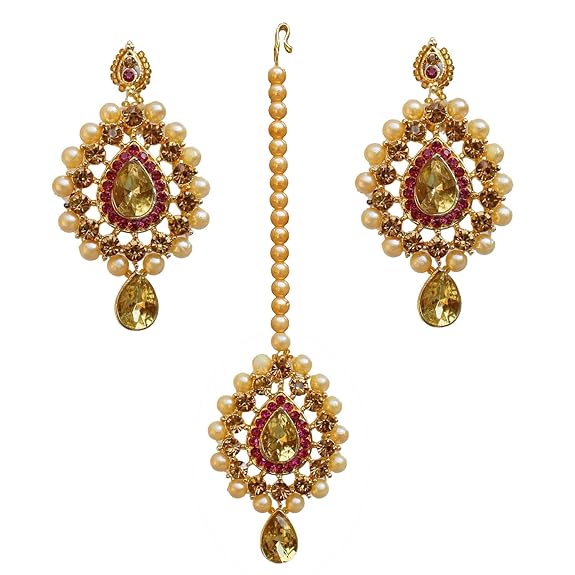 Tehzeeb CreationsStunning Stone Gold-Polished Necklace Set for Girls & Women - Distacart