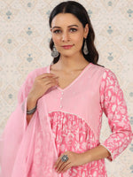 Thumbnail for Ode by House of Pataudi Floral Printed Empire Pure Cotton Kurta with Pyjamas & Dupatta