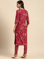 Thumbnail for All About You Women Red Floral Printed Kurta with Trousers - Distacart