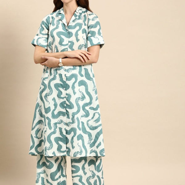 Anouk Women Abstract Printed Pure Cotton Kurta with Palazzos Set - Distacart
