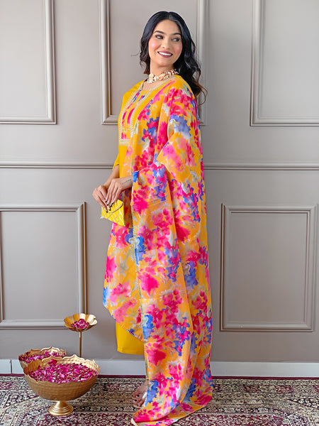 The52 Women's Rayon Fabric Straight Kurta, Pant and Dupatta Set