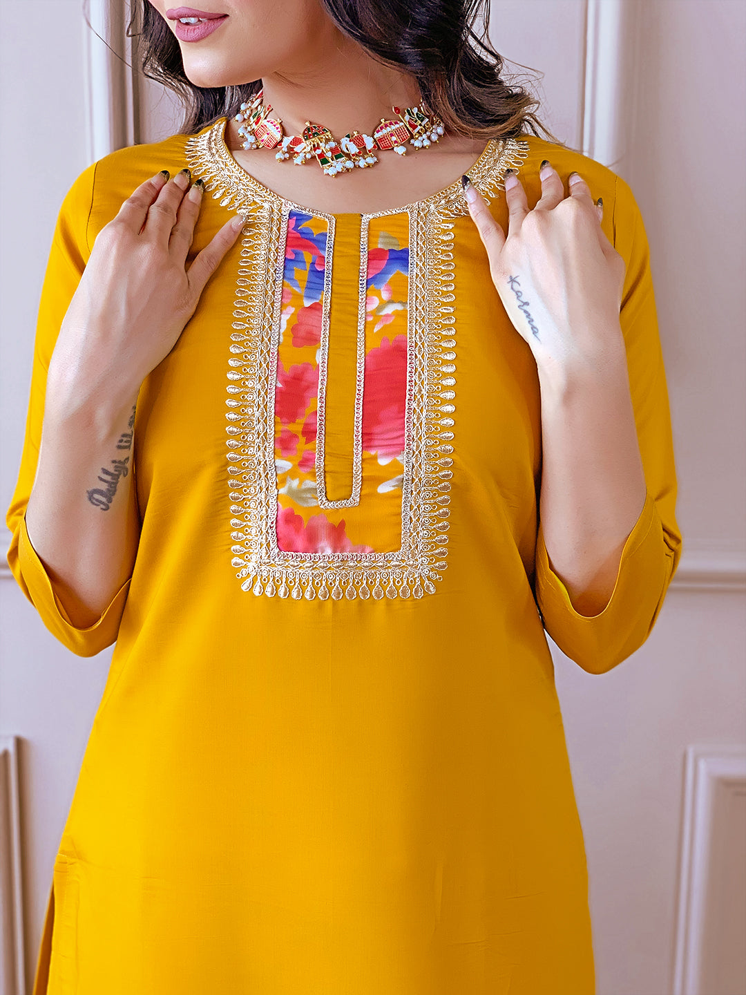 The52 Women's Rayon Fabric Straight Kurta, Pant and Dupatta Set