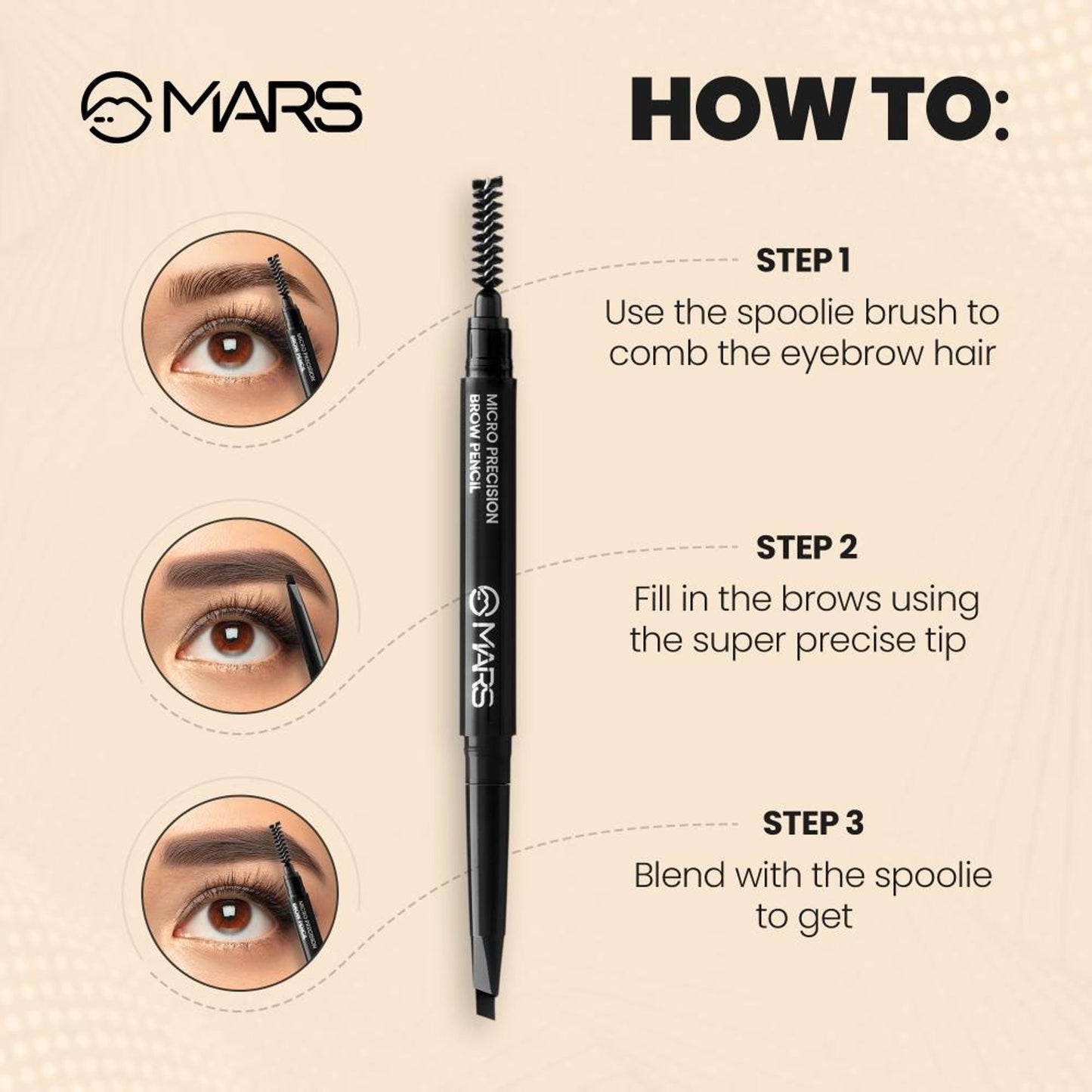 MARS Cosmetics Micro Precision Brow Pencil - Brown - Distacart