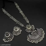 Thumbnail for Tehzeeb Creations Women's Bahubali Oxidised Necklace Set With White Pearl - Distacart